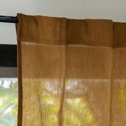 Voilage à passants cachés en lin et coton finition liseré 140x260cm - brun alep