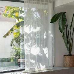 Voilage à pattes cachées en coton ajouré 140x260cm - beige sable