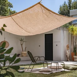 Voile d'ombrage carré en jute 3m - naturel