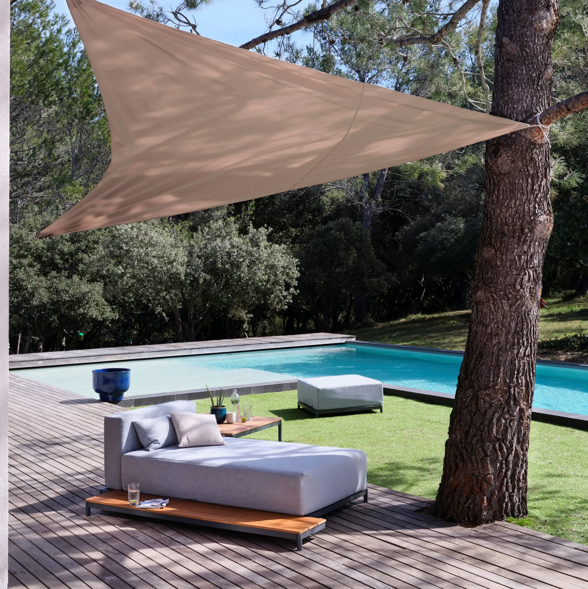 Voile d'ombrage triangle 3,6m - beige alpilles