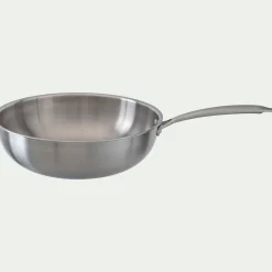 Wok en inox D28cm - argenté métallisé