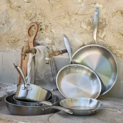 Wok en inox D28cm - argenté métallisé